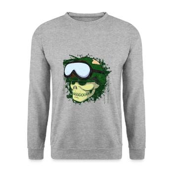 Skull Skull Biker Cool - Unisex Sweatshirt - salt & pepper - Front - Alina (178cm) & Michal (187cm)