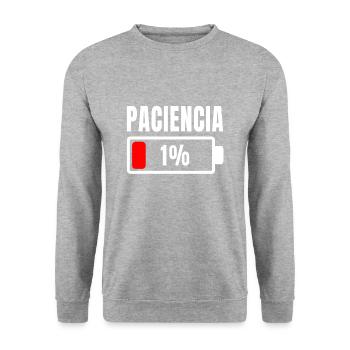 Patience at 1% Funny Phrase and Ironic Idea Out Of - Unisex Sweatshirt - salt & pepper - Front - Alina (178cm) & Michal (187cm)