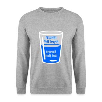 Le verre optimiste est à moitié plein de verre pessimiste est Hal - Sweat-shirt Unisexe - gris chiné - Devant - Alina (178cm) & Michal (187cm)