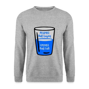 Le verre optimiste est à moitié plein de verre pessimiste est Hal - Sweat-shirt Unisexe - gris chiné - Devant - Alina (178cm) & Michal (187cm)
