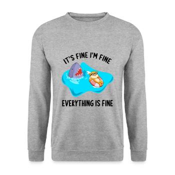 Es ist in Ordnung, ich bin in Ordnung, alles ist in Ordnung Katze und Shar - Unisex Pullover - Weißgrau meliert - Vorne - Alina (178cm) & Michal (187cm)