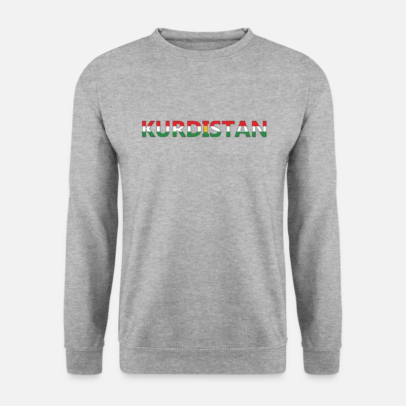 Kurdistan Flagge Bakur Bashur Rojava Rojhlt Newroz - Unisex Pullover - Weißgrau meliert