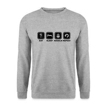 Eat sleep bowling. Repeat - Unisex Sweatshirt - salt & pepper - Front - Alina (178cm) & Michal (187cm)