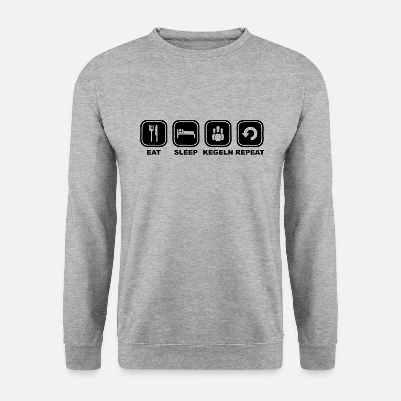 Eat sleep Kegeln Repeat - Unisex Pullover - Weißgrau meliert