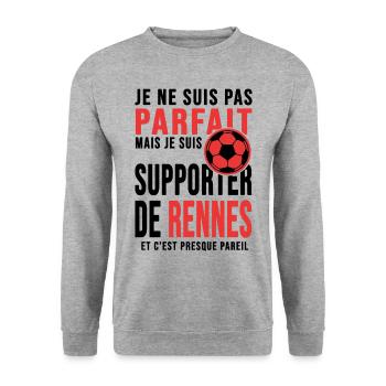 supporter foot Rennes club humour football rennais - Sweat-shirt Unisexe - gris chiné - Devant - Alina (178cm) & Michal (187cm)