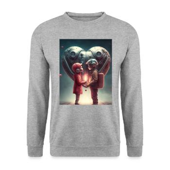 Valentine's Day Heart Couple Sweet - Unisex Sweatshirt - salt & pepper - Front - Alina (178cm) & Michal (187cm)