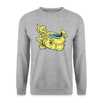 Hedgehog Fish Puffer Fish Cleaner Wrasse - Unisex Sweatshirt - salt & pepper - Front - Alina (178cm) & Michal (187cm)