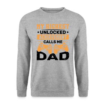Meine höchste offene Errungenschaft nennt mich Vater - Unisex Pullover - Weißgrau meliert - Vorne - Alina (178cm) & Michal (187cm)