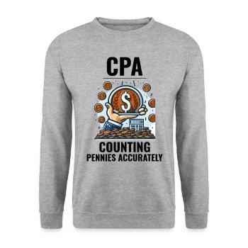 CPA: Die Kunst der Pfennigpräzision beherrschen Lustig - Unisex Pullover - Weißgrau meliert - Vorne - Alina (178cm) & Michal (187cm)