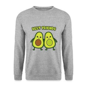 Best friends Avocados - Unisex Pullover - Weißgrau meliert - Vorne - Alina (178cm) & Michal (187cm)
