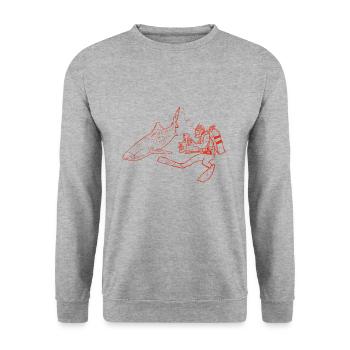 Hai und Haitaucher Taucher - Unisex Pullover - Weißgrau meliert - Vorne - Alina (178cm) & Michal (187cm)