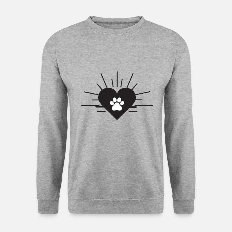 Herz mit Hundepfote - Unisex Pullover - Weißgrau meliert