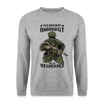 BUNDESWEHR SOLDAT SOLDATEN WAS MICH NICHT UMBRINGT - Unisex Pullover - Weißgrau meliert - Vorne - Alina (178cm) & Michal (187cm)