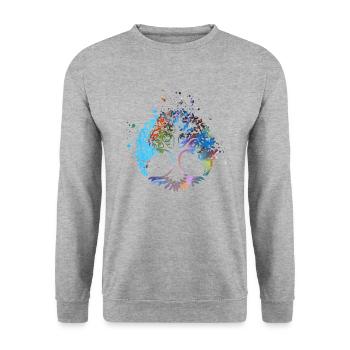 Arbre de vie,Arbre de vie,Graffiti, Coloré,Arbre - Sweat-shirt Unisexe - gris chiné - Devant - Alina (178cm) & Michal (187cm)