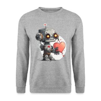 Robo Heart - Unisex Sweatshirt - salt & pepper - Front - Alina (178cm) & Michal (187cm)