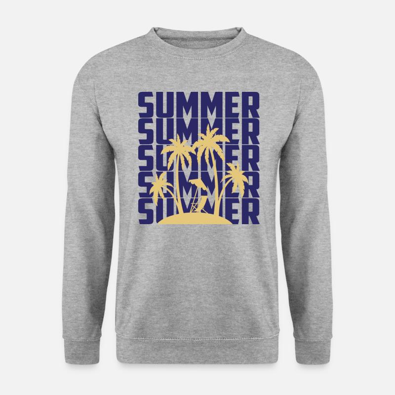 Sommerpalmen - Unisex Pullover - Weißgrau meliert