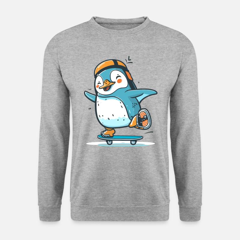 Rutschiger Pinguin - Unisex Pullover - Weißgrau meliert