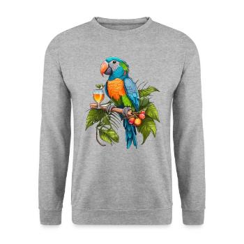 Fête des perroquets - Sweat-shirt Unisexe - gris chiné - Devant - Alina (178cm) & Michal (187cm)