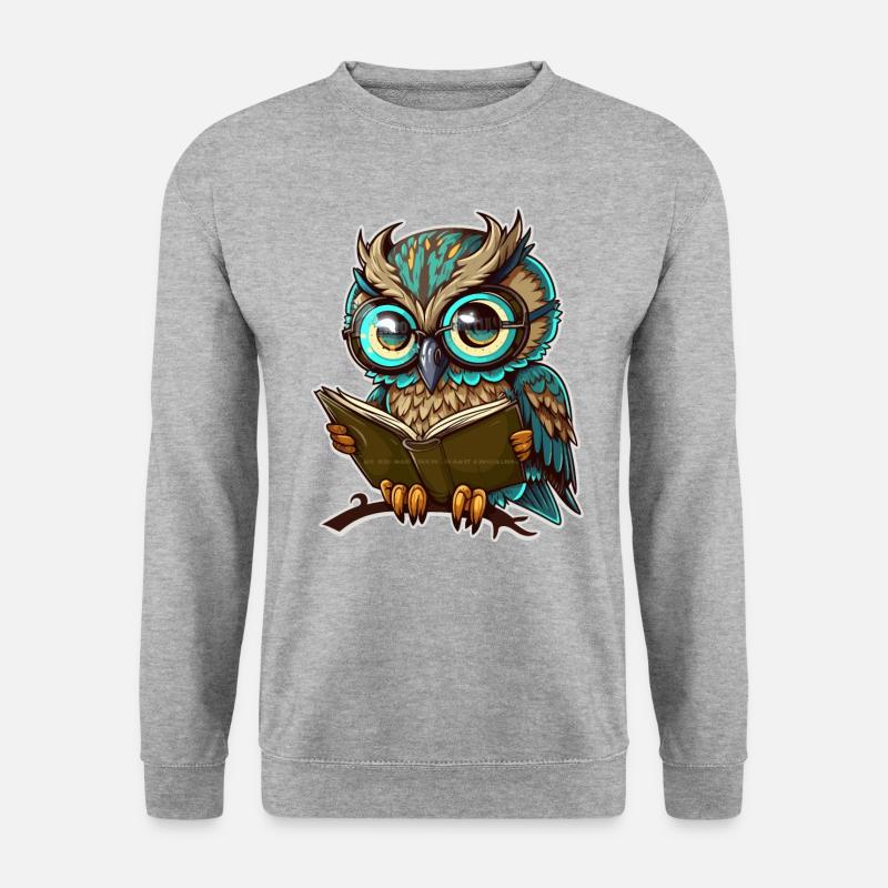 Bücherwurm - Unisex Pullover - Weißgrau meliert