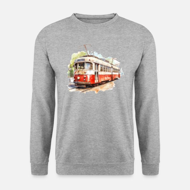Straßenbahn Retro - Unisex Pullover - Weißgrau meliert