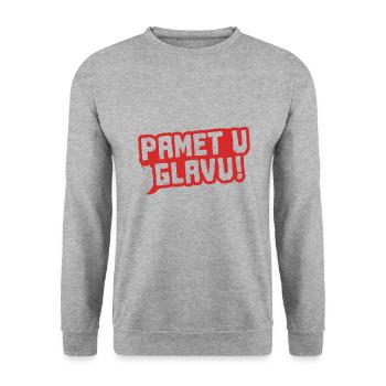 Pamet u glavu T Shirt majca - Unisex Pullover - Weißgrau meliert - Vorne - Alina (178cm) & Michal (187cm)