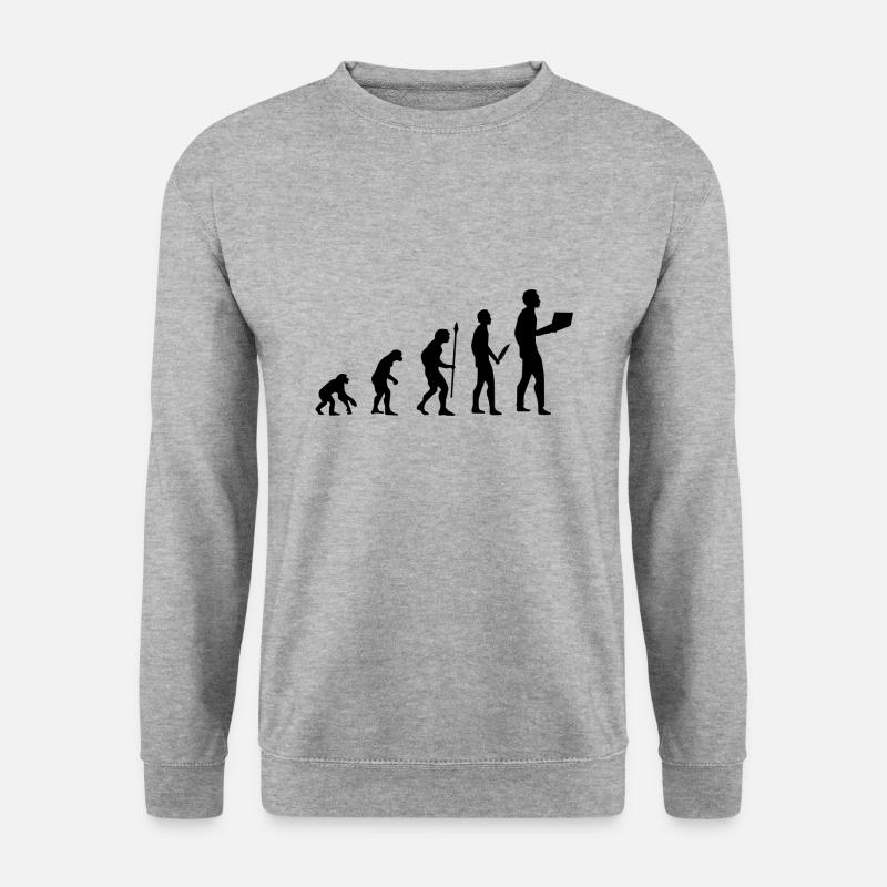 Evolution Kommunikation Laptop - Unisex Pullover - Weißgrau meliert