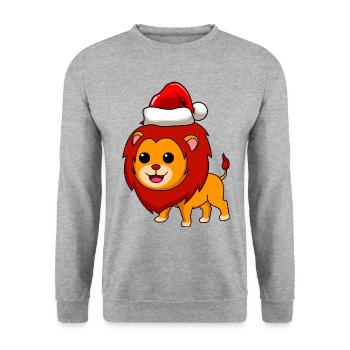 Léo Comique Noël - Sweat-shirt Unisexe - gris chiné - Devant - Alina (178cm) & Michal (187cm)