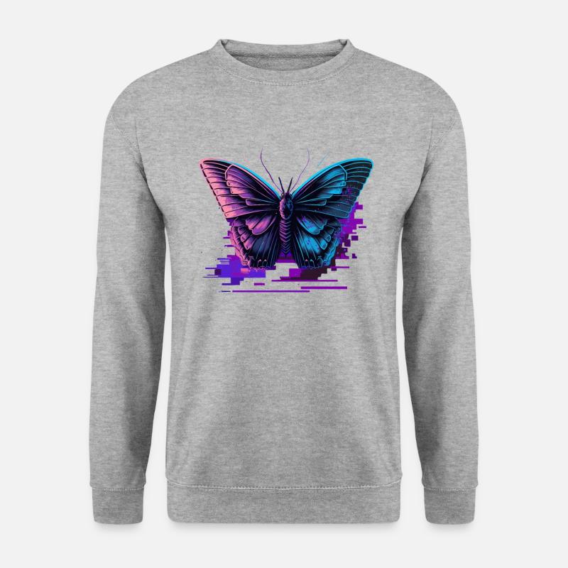 Schmetterling Retro Farbtöne - Unisex Pullover - Weißgrau meliert
