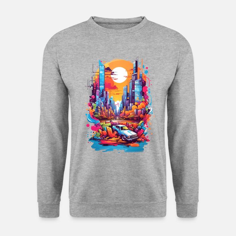 Stadtbild - Unisex Pullover - Weißgrau meliert