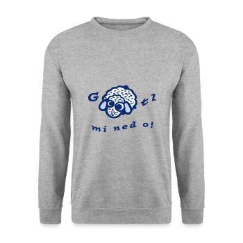 G Schaf tl mi ned o! blau-weiß - Unisex Pullover - Weißgrau meliert - Vorne - Alina (178cm) & Michal (187cm)