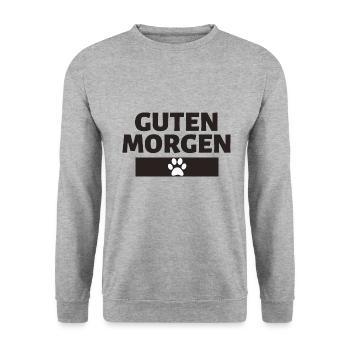 Guten Morgen Hundepfote - Unisex Pullover - Weißgrau meliert - Vorne - Alina (178cm) & Michal (187cm)