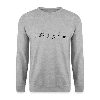Notes de musique coeur - Sweat-shirt Unisexe - gris chiné - Devant - Alina (178cm) & Michal (187cm)