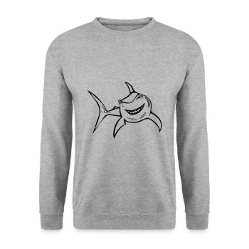 Funny shark - Unisex Sweatshirt - salt & pepper - Front - Alina (178cm) & Michal (187cm)