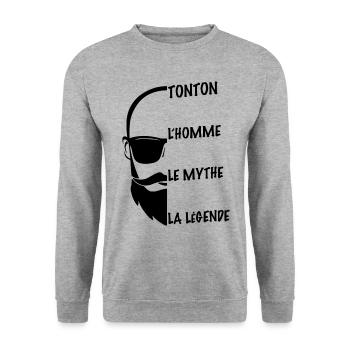 Tonton Le Meilleur Cadeau Homme Humour Famille - Sweat-shirt Unisexe - gris chiné - Devant - Alina (178cm) & Michal (187cm)
