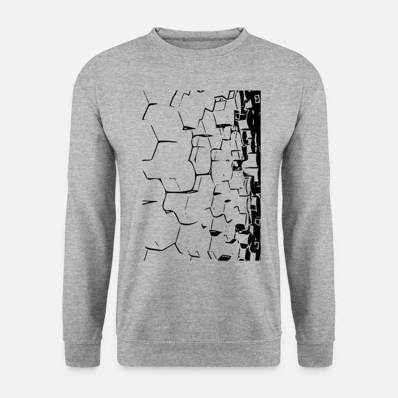 3D-Waben - Unisex Pullover - Weißgrau meliert