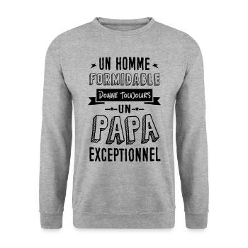 T-shirt Fête des Pères - Un Papa Exceptionnel - Sweat-shirt Unisexe - gris chiné - Devant - Alina (178cm) & Michal (187cm)
