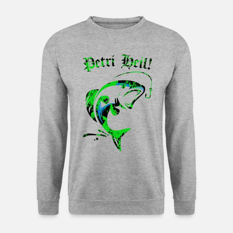 Petri Heil! - Unisex Pullover - Weißgrau meliert