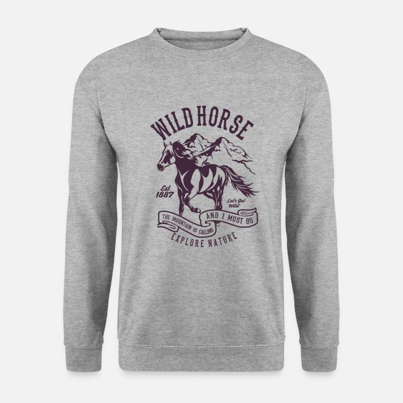 Wild Horse - Unisex Pullover - Weißgrau meliert