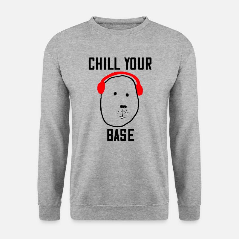 Funny hamster- chill your base - Unisex Pullover - Weißgrau meliert