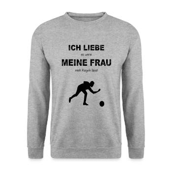Kegeln Kegelbahn Kegelverein Kugel neun Kegel Club - Unisex Pullover - Weißgrau meliert - Vorne - Alina (178cm) & Michal (187cm)