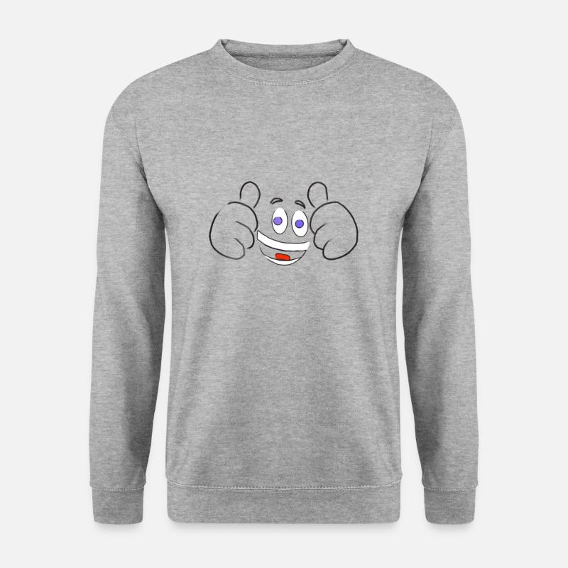 Smilie Tshirt mit zwei Likes und Blauen Augen - Unisex Pullover - Weißgrau meliert