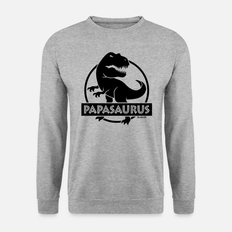 Papasaurus (Bester Papa / Vater / Daddy / POS) - Unisex Pullover - Weißgrau meliert