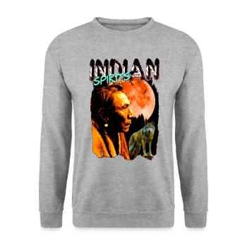 INDIAN SPIRITS 1.1 - Unisex Sweatshirt - salt & pepper - Front - Alina (178cm) & Michal (187cm)