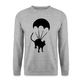 Fallschirm Maus Street Art Silhouette - Unisex Pullover - Weißgrau meliert - Vorne - Alina (178cm) & Michal (187cm)