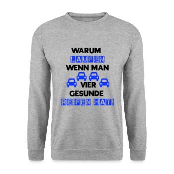 Auto Reifen schwarz blau - Unisex Pullover - Weißgrau meliert - Vorne - Alina (178cm) & Michal (187cm)