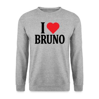 T-Shirt Ich liebe Bruno T-Shirt Geschenkidee - Unisex Pullover - Weißgrau meliert - Vorne - Alina (178cm) & Michal (187cm)