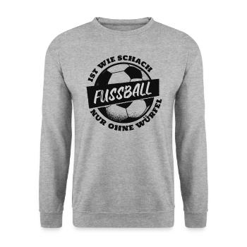 Fußball Ist Wie Schach Nur Ohne Würfel Humor - Unisex Pullover - Weißgrau meliert - Vorne - Alina (178cm) & Michal (187cm)