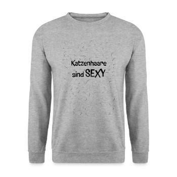 Katzenhaare sind SEXY - Unisex Pullover - Weißgrau meliert - Vorne - Alina (178cm) & Michal (187cm)