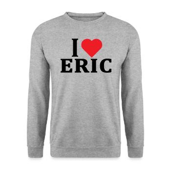t-shirt J’adore Eric idée cadeau t-shirt - Sweat-shirt Unisexe - gris chiné - Devant - Alina (178cm) & Michal (187cm)