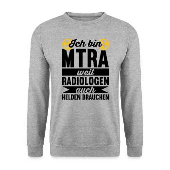 MTRA Röntgen Radiologie Radiologe - Unisex Pullover - Weißgrau meliert - Vorne - Alina (178cm) & Michal (187cm)